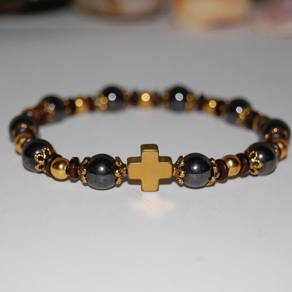 Cross Bracelet,Rosary Bracelet,Magnetic Bracelet,Cross Rosary Bracelet,Magnetic - Picture 2 of 3